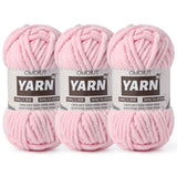 3 Pack Light Pink Fluffy Chunky Chenille Crochet Yarn, Baby Yarn for Crocheting Soft Blanket, Bulky Velvet Yarn (100g/54.8yds Ea