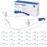 SATTRON Clear Safety Glasses 24 Pack, Polycarbonate Lens with Rubber Temples, Safety Goggles Anti-Scratch Impact Resistant, Eye
