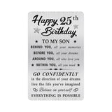 MOQIYXL 25th Birthday Card for Son, 25 Year Old Gifts for Son Engraved Wallet Card