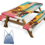 Britown Picnic Table Cover with Bench Covers Elastic Edges, Palm Trees Camper Fitted Table Cover, Outdoor Camping Essentials 72