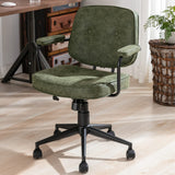 LukeAlon Adjustable Pu Leather Tiltable Office Chair, Comfy 360Swivel Task Chair with Armrest Modern Thickened Seat Desk Chair w