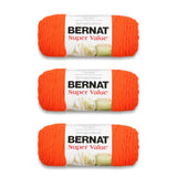 Bernat Super Value Carrot Yarn - 3 Pack of 198g/7oz - Acrylic - 4 Medium (Worsted) - 426 Yards - Knitting/Crochet