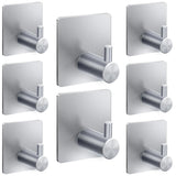 xdgeLoad Adhesive Towel Hooks for Bathroom, Silver Adhesive Heavy Duty Towel Hooks 8 Pack, Towel Holders for Hanging/Bathroom/Ki