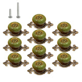 HUAMULAN 10 Pack Retro Ceramic Knobs Vintage Dresser Leopard Kitchen Petal Cabinet Pulls Zinc Alloy Base Backplate Cupboard Ward