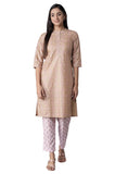 Aurelia Women's Polyester Kurta-Trousers (21ONAS12909-505030_Beige_S)