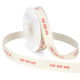 Kryvus HO HO HO Christmas Cotton Ribbon, 5/8 Inch x 12 Yards Natural Cotton Herringbone Twill Tape Ribbon for Gift Wrapping, Hol
