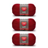 Red Heart Soft Really Red Yarn - 3 Pack of 141g/5oz - Acrylic - 4 Medium (Worsted) - 256 Yards - Knitting/Crochet