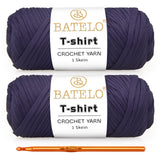 BATELO 2 Pack Crochet T-Shirt Yarn for Bags/Basket/Coaster - High Elastic Thick Yarn - Polyester Fabric (Navy Blue) - 400g/144yd