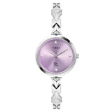 Timex Fria Analog Watch For Women With Purple Round Dial & Silver Brass Bracelet Band Water Resistant Women'S Wrist Watches - Tw