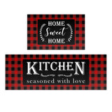 HOLVDENG Red Buffalo Plaid Kitchen Mat Set of 2 Non Slip Thick Kitchen Rugs and Mats for Floor Comfort Standing Mats for Kitchen