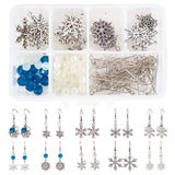SUNNYCLUE 1 Box DIY 10 Pairs Snowflake Charms Pendant Crystal Dangle Earrings Making Kit Jewelry Findings Crafts Wedding Bridesm