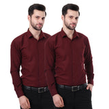 Xjarvis Austin Men'S Cotton Blend Shirt |Slim Fit Formal Shirt With Pocket |Plain | Long Sleeve Spread Collar | Casual Wear Regular Fit Shirt Pack Of 2 (Maroon 2Xl),Maroon Pack of 2,2,B0F59SN4KN