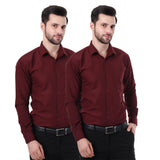 Xjarvis Austin Men'S Cotton Blend Shirt |Slim Fit Formal Shirt With Pocket |Plain | Long Sleeve Spread Collar | Casual Wear Regular Fit Shirt Pack Of 2 (Maroon M),Maroon Pack of 2,,B0F59YKDPM