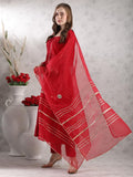 Gosriki Women'S Rayon Blend Anarkali Solid Kurta With Pant & Dupatta (Jaynti Red-Vks04-Gs_L_Red_Large),Red,,B0DJWF5SSG