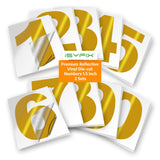 iSYFIX Reflective Yellow Vinyl Numbers Stickers - 1.5 Inch Self Adhesive (2 Sets)- Premium Decal Die Cut and Pre-Spaced for Mail