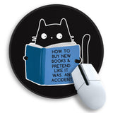Gctriki Cute Cat Reading Mouse Pad, 8.6 Round Funny Mousepad with Stitched Edge & Non-Slip Base, Comfortable Mouse Pads for Comp