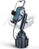 APPS2Car Dual Coil Wireless Car Charger Auto Clamping 15W Cup Holder Phone Wireless Charger Mount Fast Charge Tri-Pivots Height