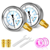 MEANLIN MEASURE 0~10Psi Stainless Steel 1/4 NPT 2.5 FACE DIAL,Liquid Filled Pressure Gauge,WOG Water Oil Air Lower Mount (Pack o
