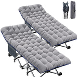 ABORON 2 Pack Oversized XXLFolding Camping Cot W/Mat for Adults, Heavy Duty Outdoor Bed with Carry Bag,1200 D Layer Oxford Trave