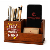 DivineCraftedArt Handcrafted Wooden Pen Holder & Mobile Stand | Premium Desk Organizer for Office, Home & Study Table | Pen Penc