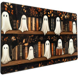 Cute Ghost Desk Mat Bookish Desk Pad XXL Mouse Keyboard Pad, Dark Academia Desk Pad Medieval Flower XXL Mousepad Extended Laptop