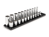 TEKTON 1/2 Inch Drive 12-Point Socket Set with Rails and Tray, 22-Piece (3/8-1 in.) | SHD92210