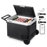 VEVOR 63.4QT/60L Car Fridge, Portable Electric Cooler with Wheels and Handle, -4?~68?, 12/24V DC and 100-240V AC Compressor Free