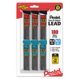 Pentel Super HiPolymer Lead Refills Value Pack 0.5 mm, 0.7 mm Point #2 Black Break Resistant 6 / Pack