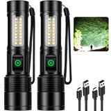 Kmivo Flashlights Rechargeable LED High Lumens - 2 Pack 99,000LM Super Bright Flashlight, Adjustable Powerful Flash Light with 5