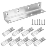 Redunest L Bracket, Heavy Duty Corner Brace, 10 Pack 5.51 Metal Shelf Bracket Angle Bracket for Shelves, Polished Silver Stainle