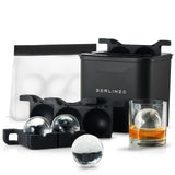 Berlinzo Ice Ball Maker Mold - 4 Clear 2.4in Whiskey Spheres, Non-Electric