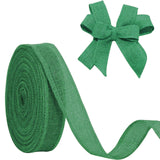 JaoZuyard Dark Green Burlap Ribbon 1 inch X 20 Yard Natural Linen Woven Ribbon DIY Handmade Wired Edging Production Wreath Holid