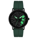 On Time Octus Spinning Car Wheels Gyro Men'S Sport Watch| Rotating Sports Car Wheel Design Watches For Boy'S And Men (Green)