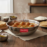 HAZEL Triply Stainless Steel Tasra 2000ml | Steel Tasla for Cooking & Frying | Handleless Heavy Bottom Kadai for Gas & Induction