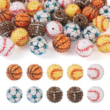 Fashewelry 30pcs Rhinestone Bubblegum Beads 20mm Sport Basketball Football Baseball Rugby Disco Ball Resin Round Gumball Beads f