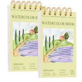 2-Packs Watercolor Paper Pad 3.5x5.5 Inch | 30 Sheets 140lb/300g,Spiral-Bound, Tear-Resistant & No-Bleed | Artist-Grade for Wate