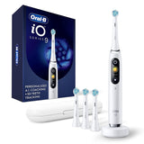 OralB iO Series 9 Electric Toothbrush with 3 Replacement Brush Heads, White Alabaster