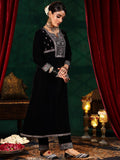 Libas Women'S Velvet Embroidered Kurta Set (49494_Black Black Xl