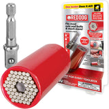 Red Dog Socket w/ Drill Adapter, Fits Most Nuts & Bolts, Use with Socket Wrenches & Power Drills, Steel Rods Form Any Shape, Sta