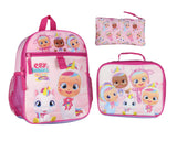 INTIMO Cry Babies Magic Tears Characters Unicorn 3 PC Backpack Lunchbox Pencil Pouch