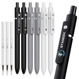 STAGEEK Black Gel Pens, 6Pcs Fine Point Smooth Writing Pens with 3 Extra Refills, Black Ink Pens for Journaling, Office, Note Ta