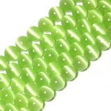 8mm Light Green Cat Eye Beads Round Semi Precious Gemstone Loose Beads for Jewelry Making (47-50pcs/strand)