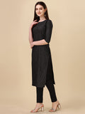 Wedani Women'S Cotton Round Neck Casual Wear Straight Kurta (Krt514) (Black X-Large),BLACK,M,Cotton,A-Line,