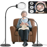 10X 30X Floor Magnifying Glass with Light and Stand,36 LED Flexible Gooseneck Magnifying Lamp, Adjustable Brightness Large Light