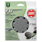 ali industries 12280 Shopsmith, 3 Pack, 5 Inch, 8 Hole, 40 Grit, Hook and Loop Sanding Disc