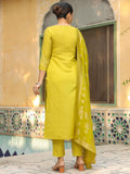 Gosriki Women'S Silk Blend Straight Embroidered Kurta With Pant & Dupatta (Deluxe Green-Vks03-Gs_S_Green_Small),Green,,B0DPB4J828