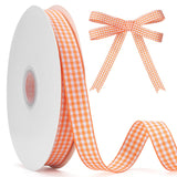 GHGMAO Orange and White Gingham Ribbon, 5/8 x 50 Yd Roll Picnic Craft Orange Buffalo Ribbon 100% Polyester for Sewing, DIY Craft