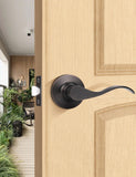 Mengico 1 Pack Passage Door Lever No Lock, Oil Rubbed Bronze Door Handle Interior, Closet Hallway Door Handle,Reversible Wave Le