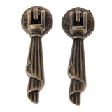 dophee 2Pcs Antique Bronze Metal Decorative Single Hole Drop Handle Drawer Cabinet Pulls with Screws - 0.75x2.36
