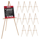 U.S. Art Supply 64 Wooden Easel Stand (12 Pack) - Adjustable A-Frame Tripod for Painting, Drawing, Photos & Signs - Lightweight